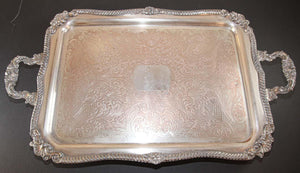 Vintage Large Silver Plate Tray George IV English Style