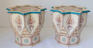Moroccan Moorish Star Shape Ivory Side Tables a Pair