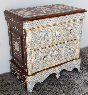 White Inlay Moorish Moroccan Nightstand Dresser