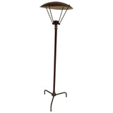 Sculptural Vintage French Tripod Floor Lamp Brown Enamel Shade 1950s
