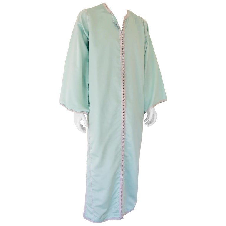Moorish Turquoise Blue 1970s Maxi Dress Caftan
