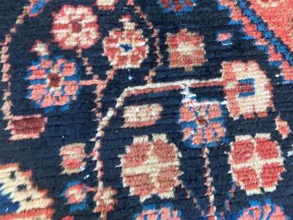 Antique Hand-Knotted Turkish Rug, Wool Floral Design, 1940