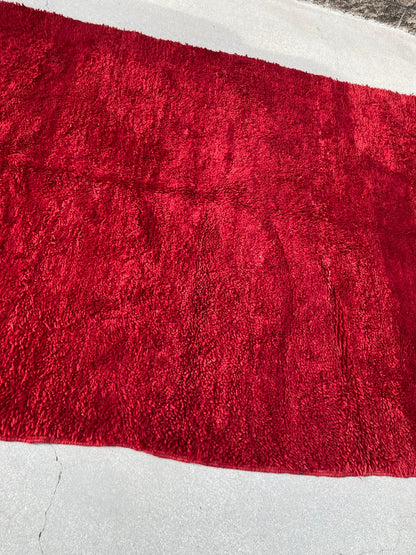 Vintage Red Moroccan Berber Rug, Hand-Knotted Wool, 1960