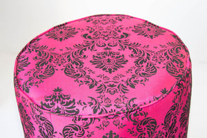 Post Modern Upholstered Moroccan Art Deco Style Pouf in Hot Fuchsia Color