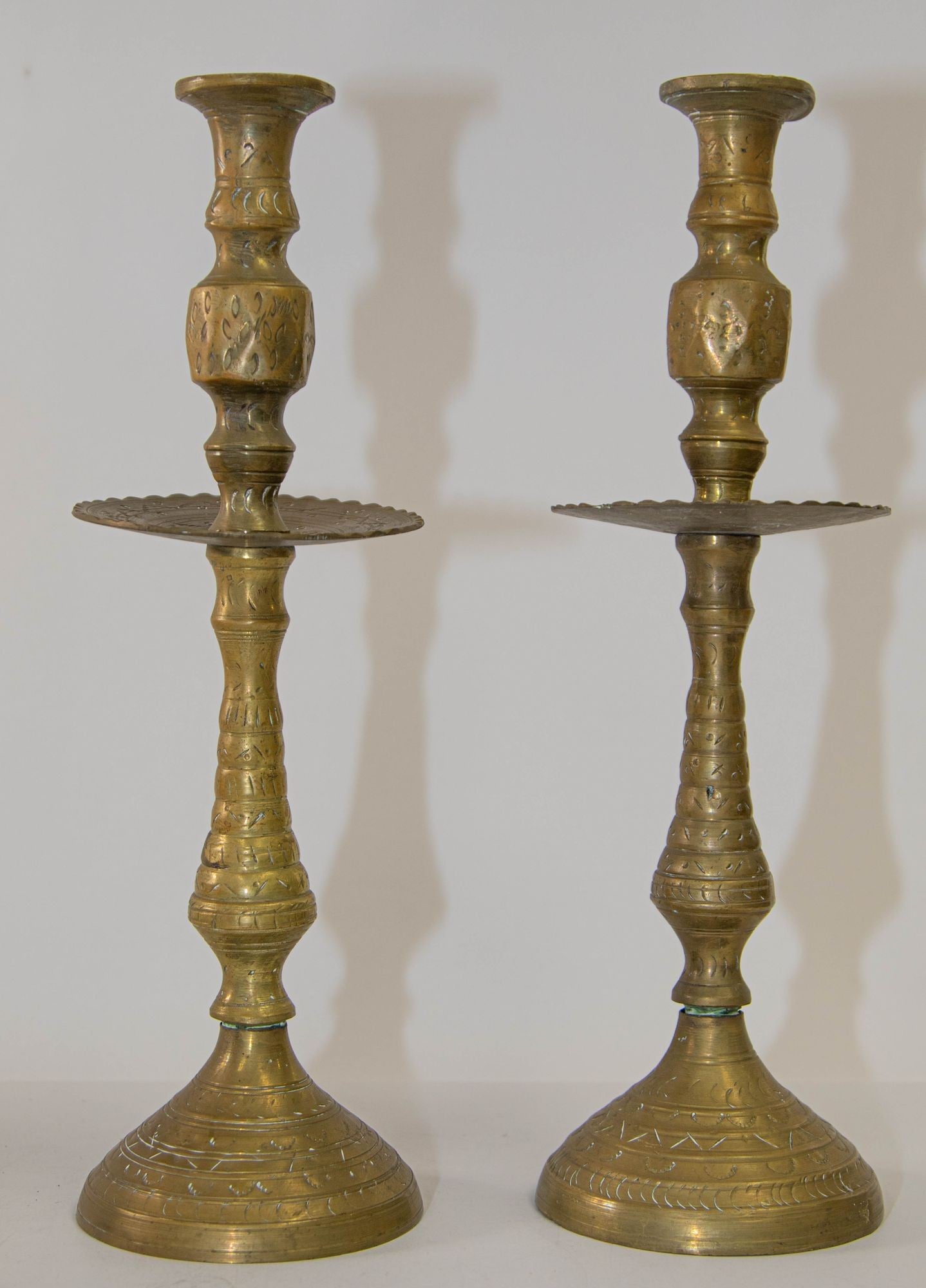 Solid Brass Vintage Moroccan Candle Holder a Pair 1950's