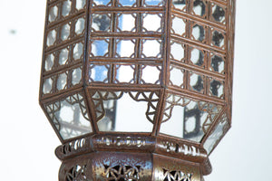 Handcrafted Moroccan Lantern with Clear Glass and Moorish Metal Filigree