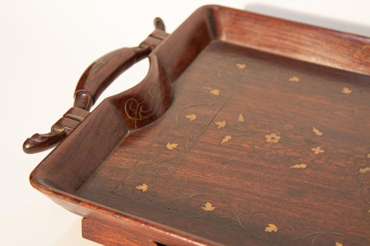Vintage Anglo-Indian Inlaid Tray Table