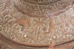 Antique Copper Vase with Hindu Scenes, 19th Century