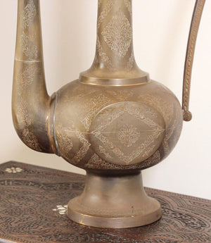 Oversized Tall Moorish Mughal Indian Brass Ewer