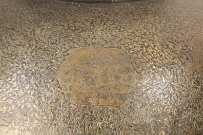 Large Fine Antique Islamic Inlaid Indo-Persian Copper Mughal Vessel