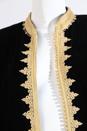 Moroccan Kaftan Black Velvet Vest with Gold Embroideries