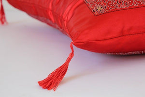 Chinese Decorative Red Throw Pillow with Tassels