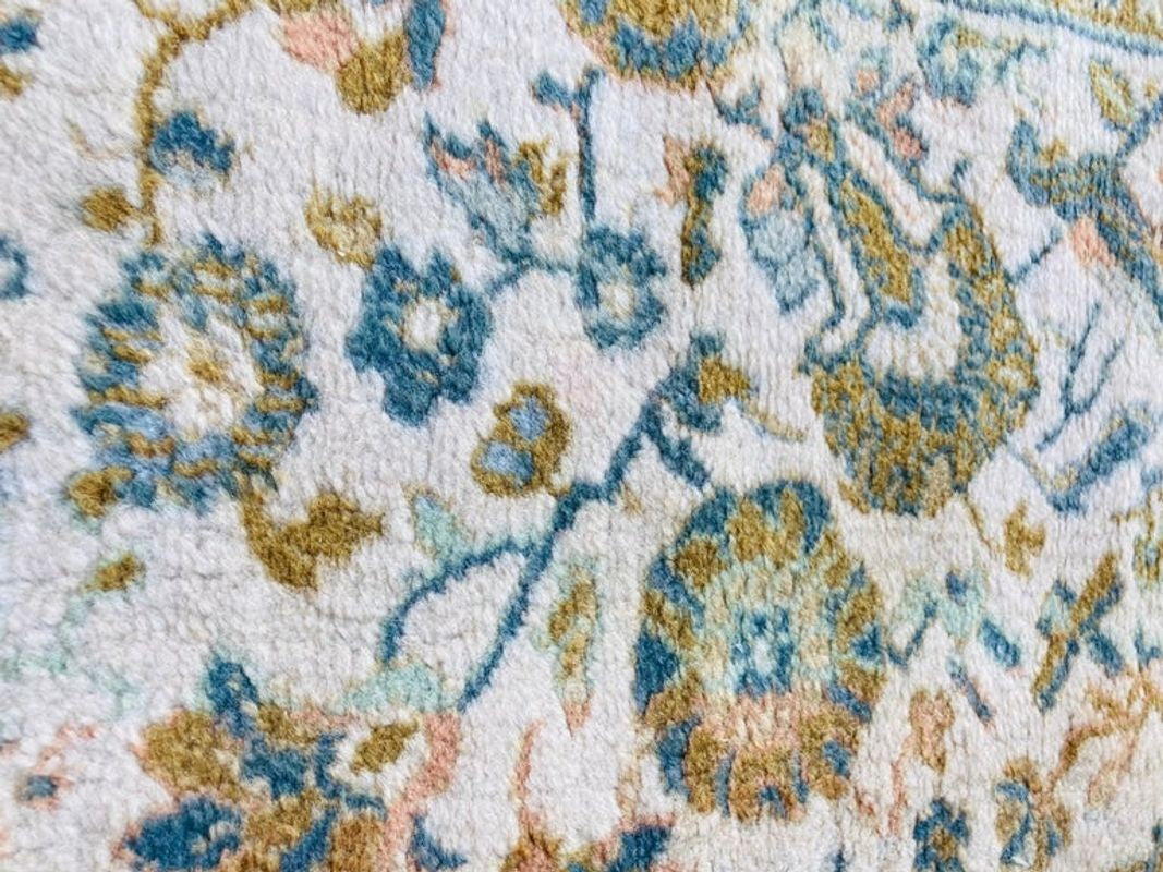 1950s Hand Knotted Green Runner from Turkey