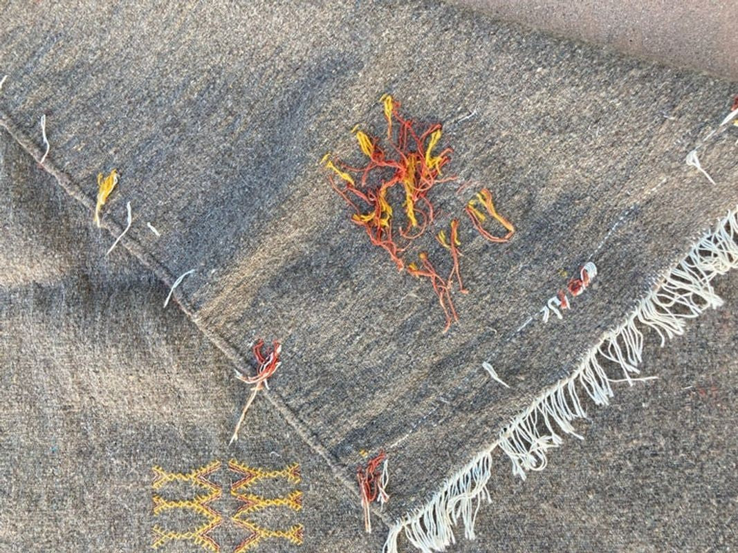 Moroccan Vintage Flat-Weave Brown Rug