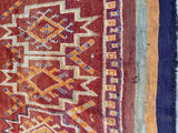 1960s Moroccan Vintage Hand-woven Boujad Tribal Area Rug