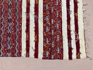 1960s Authentic Moroccan Vintage Tribal Kilim Handira Rug