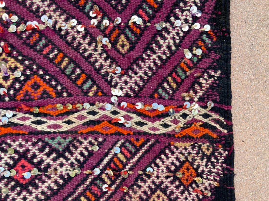 1940s Moroccan Tribal Rug African Ethnic Textile Floor Covering