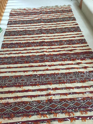 1960s Moroccan Tribal Wedding Rug with Sequins North Africa, Handira