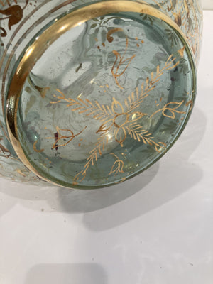 Handblown Mosque Glass Lamp in Mameluke Style Gilded with Arabic Calligraphy