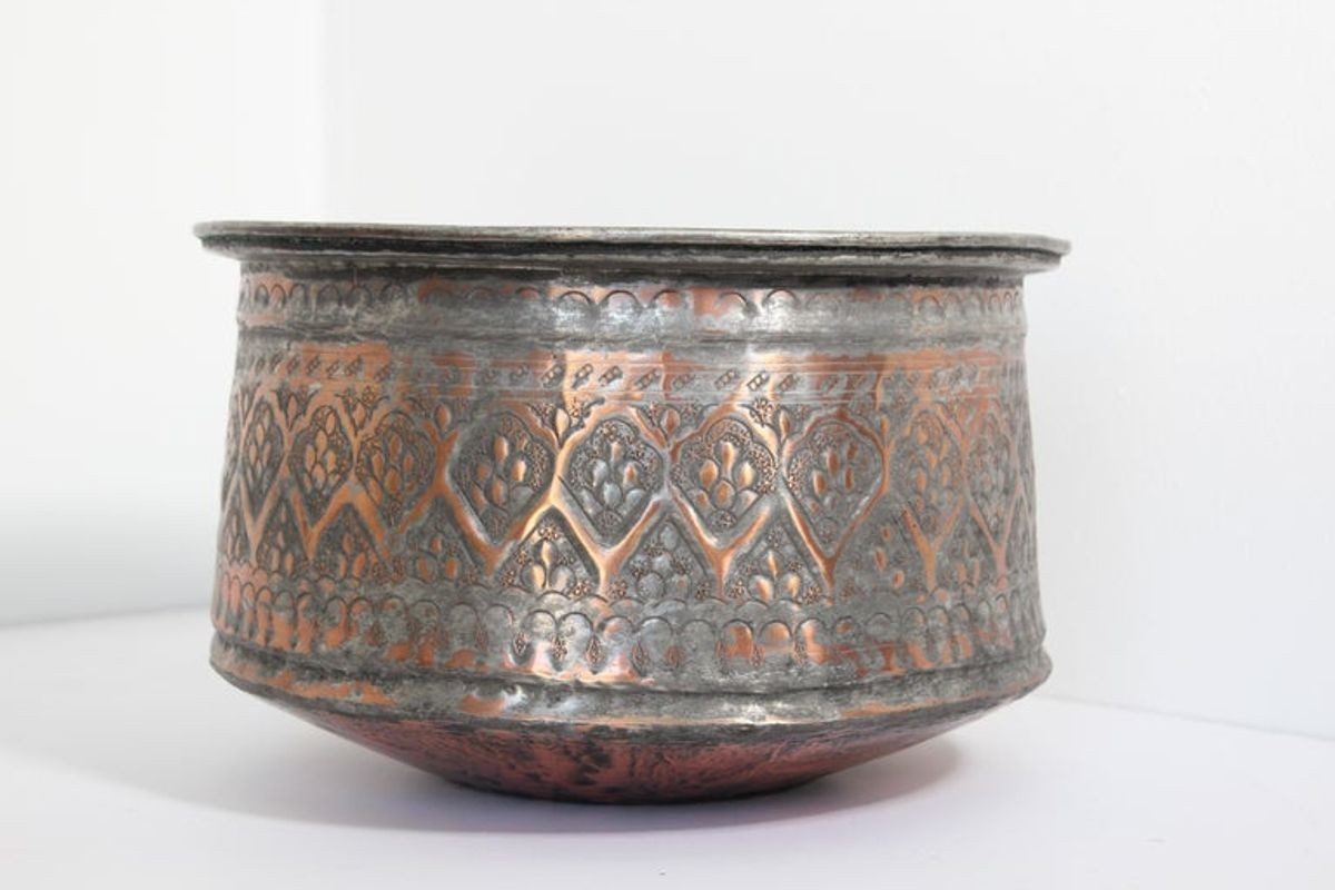 19th Century Indo Persian Mughal Tinned Copper Bowl