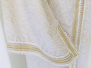 Moroccan White Kaftan Maxi Dress Caftan Size Large