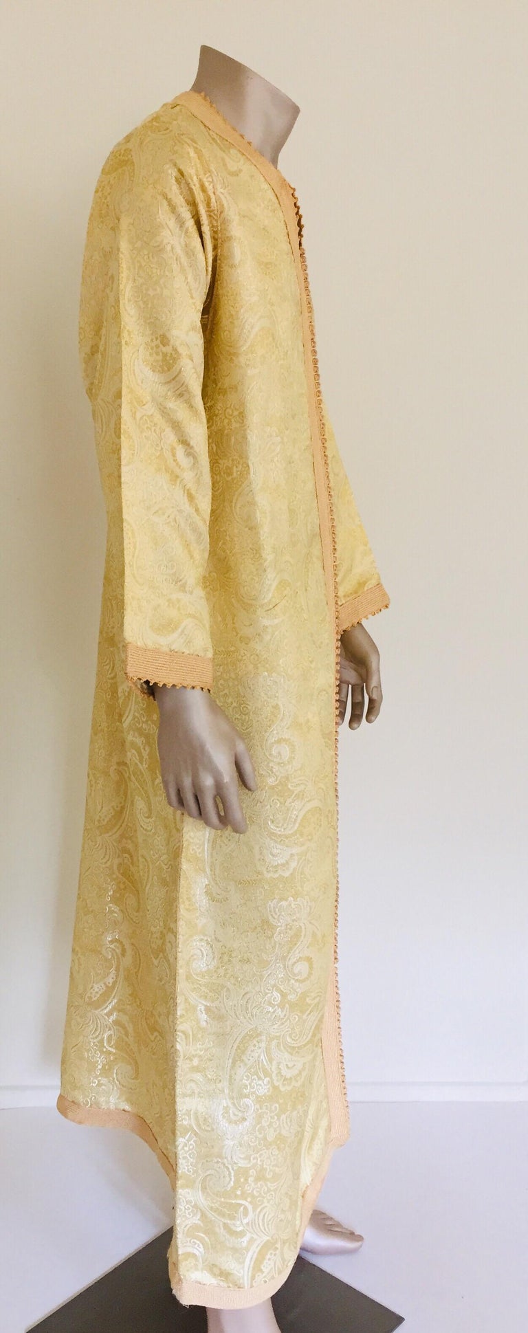 Moroccan Kaftan Gold and Silver Brocade 1970s Maxi Dress Caftan