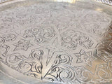 Moroccan Polished Round Footed Silvered Tray Table