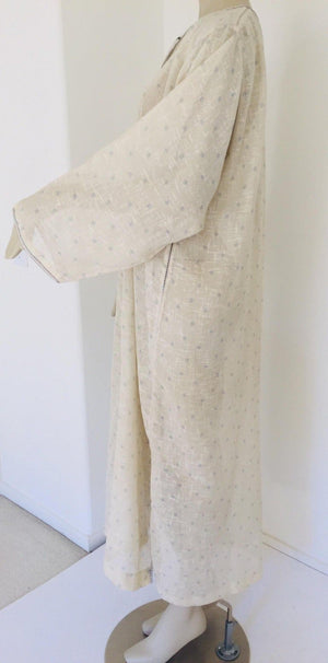 1970 Moroccan Hooded Caftan White and Blue Linen Djellabah Kaftan
