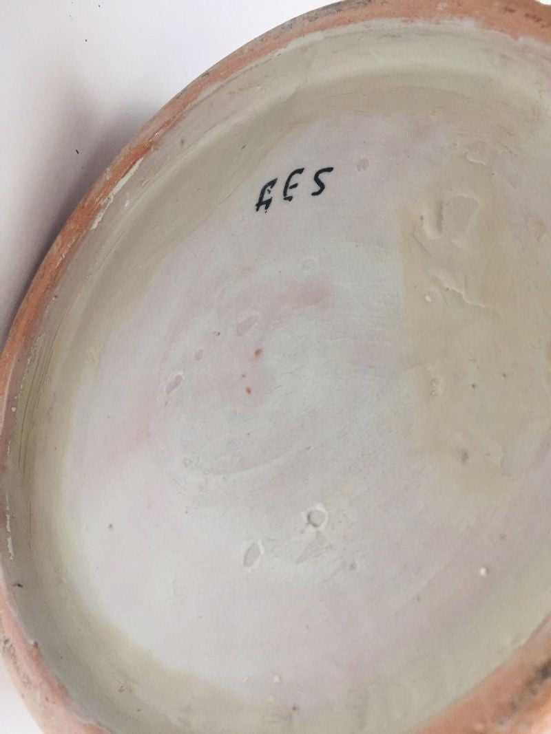 Moorish Ceramic Lidded Urn with Arabic Calligraphy Lettrism Black Writing