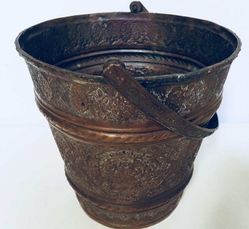Moorish Mughal Metal Copper Vessel Bucket