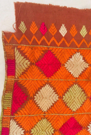 Phulkari Bawan Bagh Silk Embroidery Wedding Shawl, Punjab India