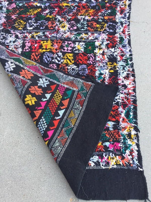 Moroccan Vintage North African Black Tribal Kilim Rug