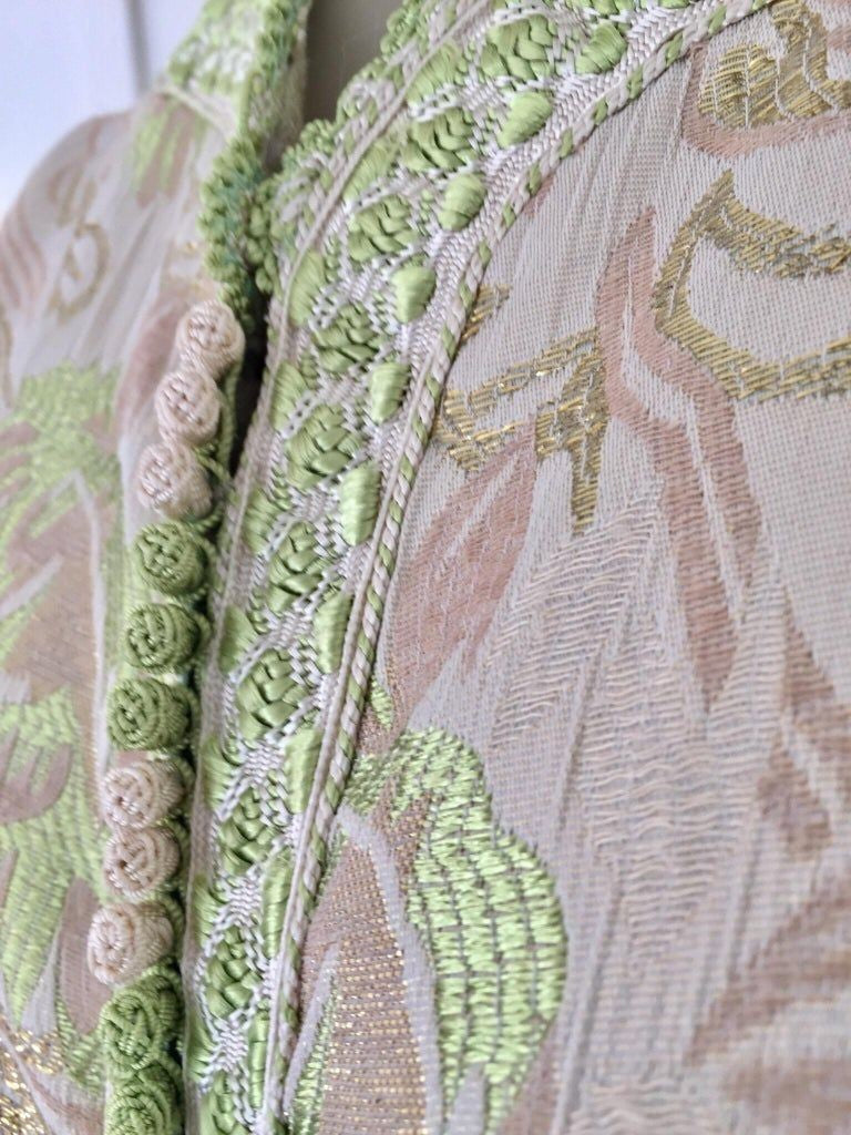 Moroccan Kaftan in Silver Metallic Floral Brocade