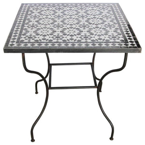 Moroccan Fez Mosaic Table in Black and White Tiles