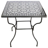 Moroccan Fez Mosaic Table in Black and White Tiles
