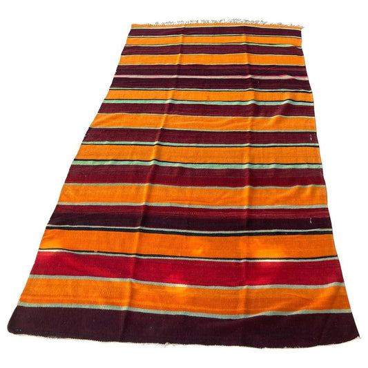 Vintage Moroccan Kilim Rug by Berber Women, Hand-Woven Wool, 5x12 ft