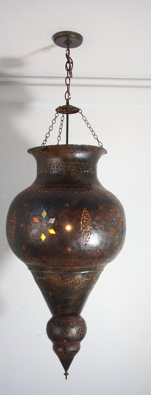 Vintage Moroccan Bronze Moorish Chandelier
