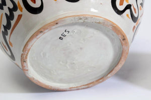 Moroccan Ceramic Lidded Urn with Arabic Calligraphy Lettrism Writing