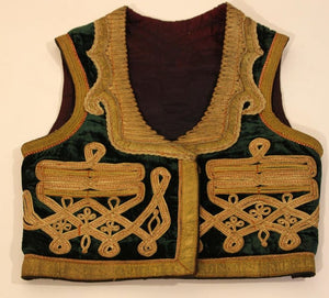 Antique Ottoman Emerald Green and Gold Thread Embroidered Vest