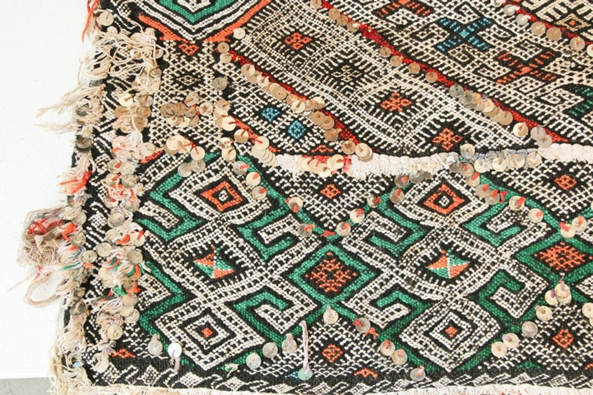 1950s Authentic Moroccan African Tuareg Wedding Runner Rug 15.5 ft long