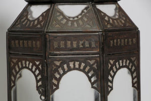 Moroccan Metal and Clear Glass Candle Lantern