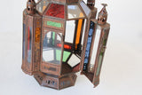 Moroccan Moorish Tole and Glass Candle Lantern