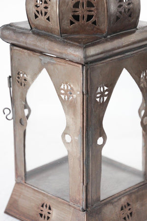 Moroccan Square Tole and Clear Glass Candle Lantern