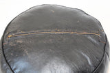 Vintage Moroccan Leather Pouf Hand-Tooled in Marrakesh Red and Black