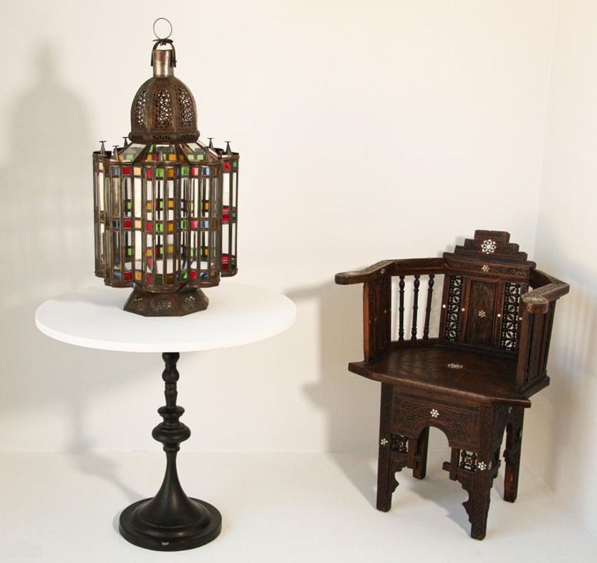 Moorish Glass Lantern, Handcrafted Metal & Glass, Morocco