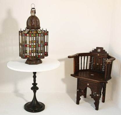 Moorish Glass Lantern, Handcrafted Metal & Glass, Morocco