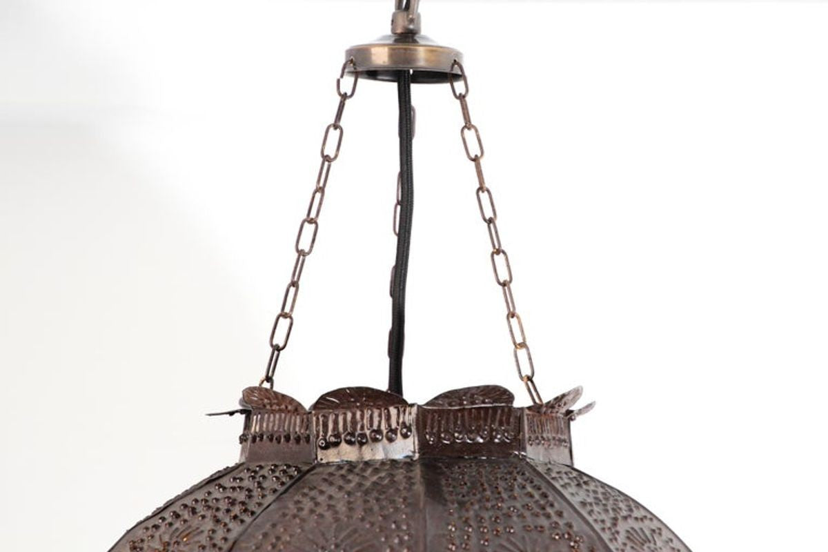 Handcrafted Moroccan Metal Orb Pendant, North Africa