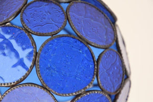 Handcrafted Moroccan Moorish Glass Orb Lantern with Blue Glass