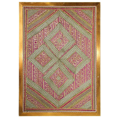 Mughal Style Metal Threaded Tapestry Framed from Rajasthan, India