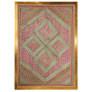 Mughal Style Metal Threaded Tapestry Framed from Rajasthan, India